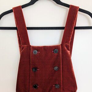 Sezane Red Velvet Overalls in Size 34 (XS)